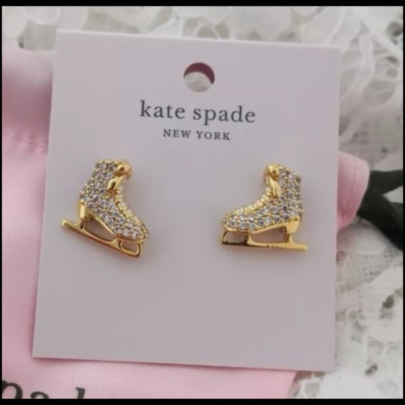New Kate Spade Snow Day Ice Skate Stud Earrings - Picture 5 of 11